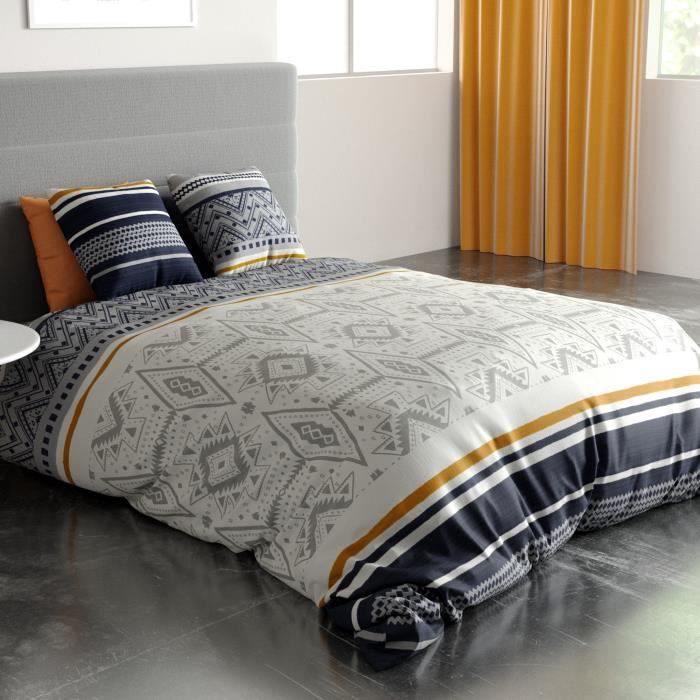 Parure de lit housse de couette avec taie d'oreiller 100% Coton 57 fils Artic 240x260 cm