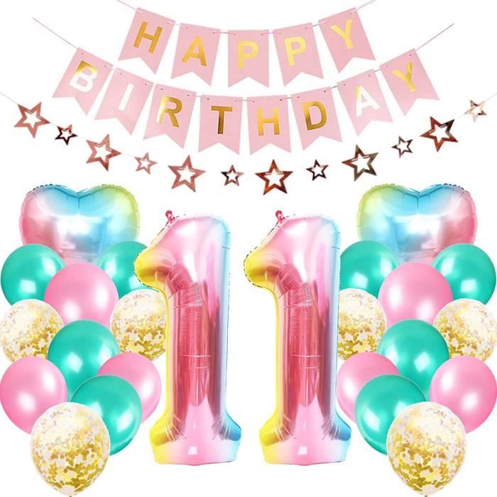 Décoration D'Anniversaire 11 Ans Fille, Couleur Ballon 11 Ans