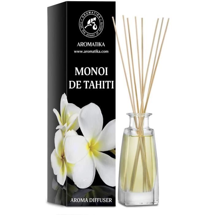 Diffuseur De Parfum Monoï De Tahiti 200ml - Odeur Tiare Exotique - Désodorisant Maison Naturel Aux Roseaux