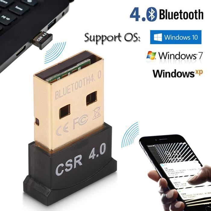 Bluetooth 4.0 USB Dongle Adaptateur CSR 4.0 Pour Windows 10 8 7 Xp Vista PC