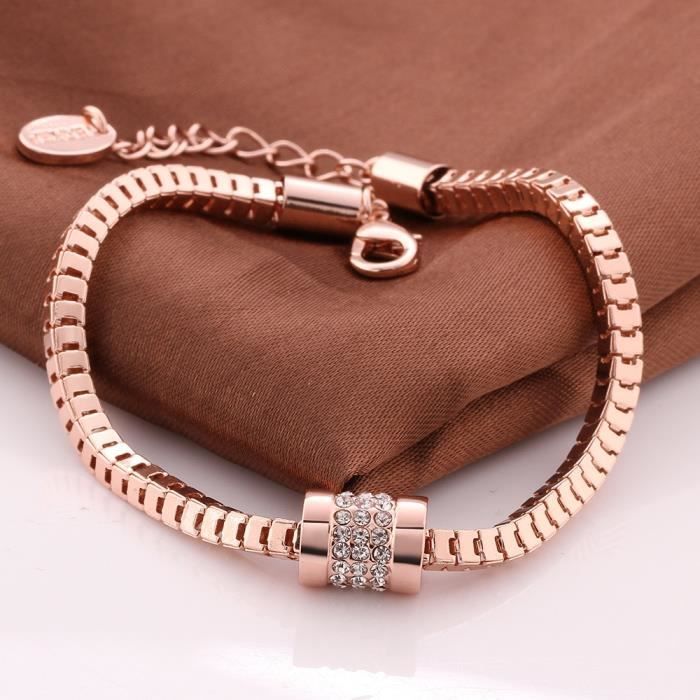 Bracelet à breloques - Top Qualité - Or rose - Zirconium - 18CM + 5CM - Tendance