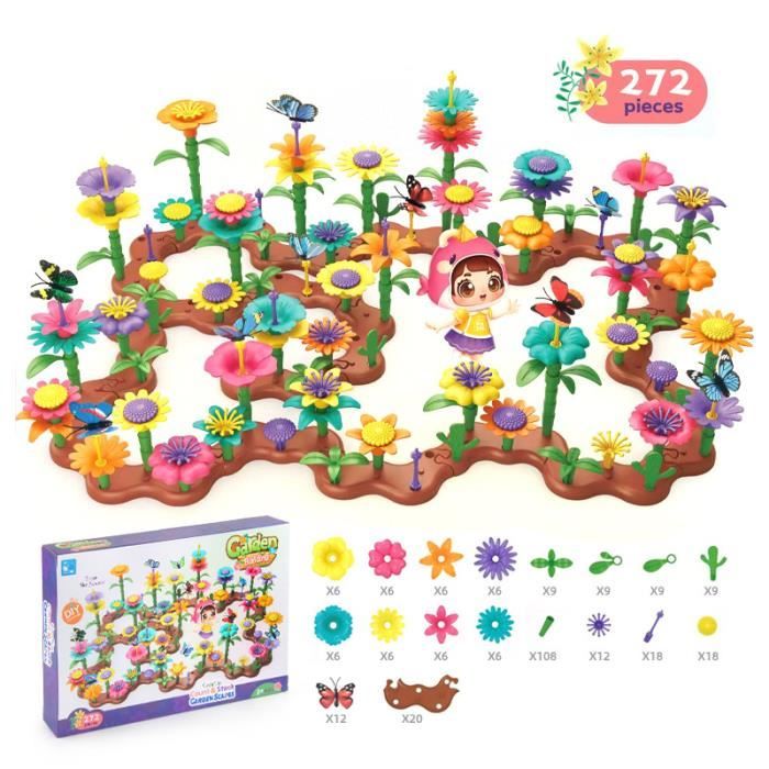 Jouets de Construction de Jardin de Fleurs Ensembles de Bouquets Bricolage Jouets de Blocs de Construction Créatifs Enfant 272pcs