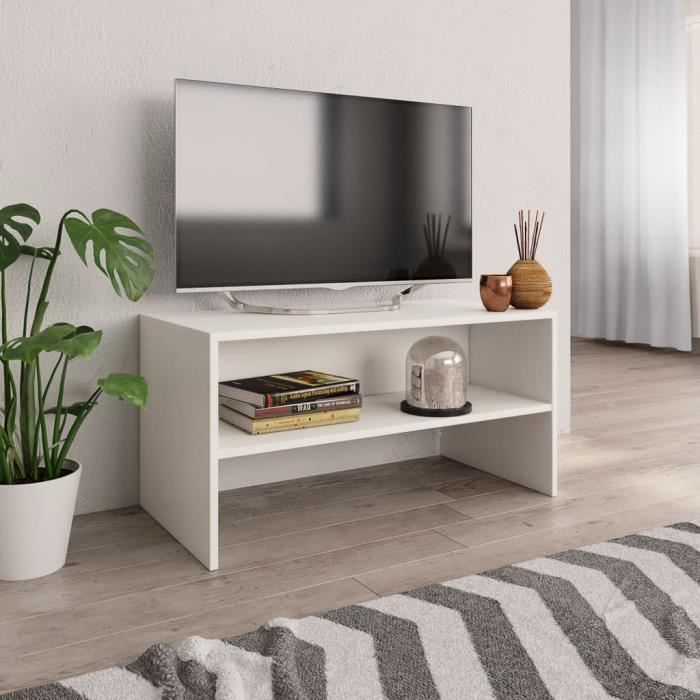 NEW* Meuble TV Avec un compartiment ouvert Meuble de téléviseur classique Blanc 80 x 40 x 40 cm Aggloméré 9791