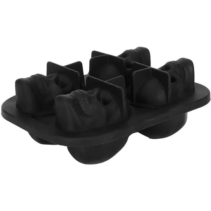 Zenker Lot De 4 Moules à Glaçons Tête De Mort Halloween - Silicone Résistant -40°C à +230°C - Noir