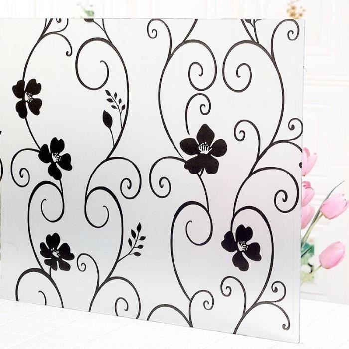 Film Décoratif Vitre Dentelle Gravée 24x36 Pouces - Vinyle Statique Réutilisable, Style French Country