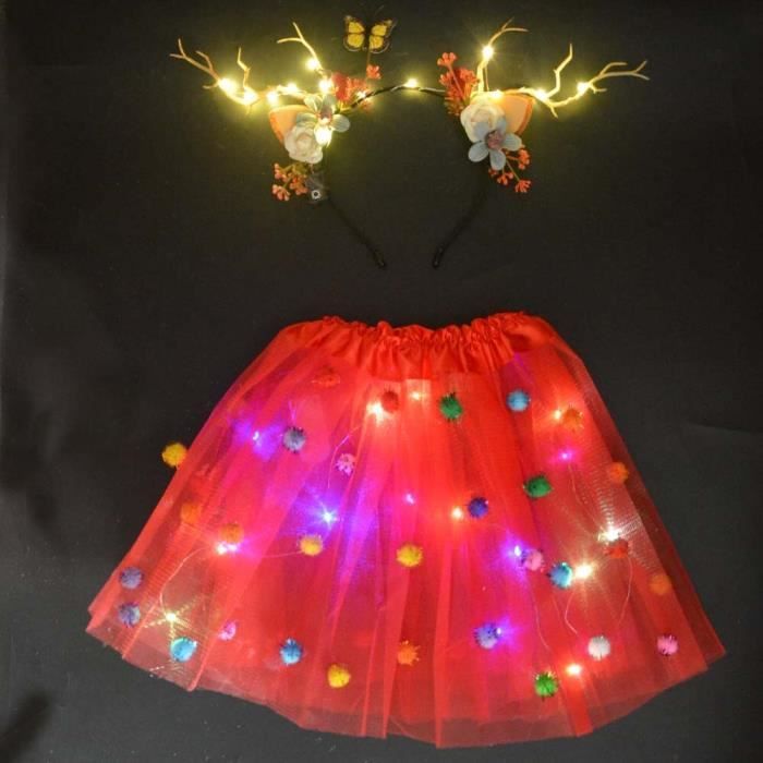 Guirlande lumineuse,Vêtements lumineux LED pour filles, jupe Tutu