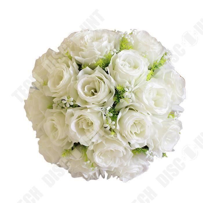 Bouquet de 18 roses blanches artificielles de mariage idéale pour jardin  boutique maison restaurant ou bureau- fête de mariage - Cdiscount Maison