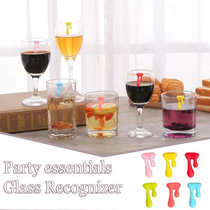 8 Marqueurs De Verre En Silicone Ventouse - Parfaits Pour Identifier Les Verres En Fête, Mariage, Bar Ou Maison