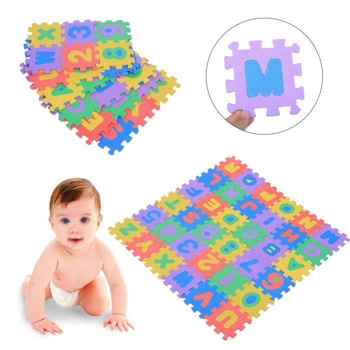 Puzzle Tapis De Jeu Enfant En Mousse Eva Dalle Mousse Bebe Avec Certification 36 Carres Colores Avec Lettres Et Chiffre Hb049 Jop Cdiscount Jeux Jouets