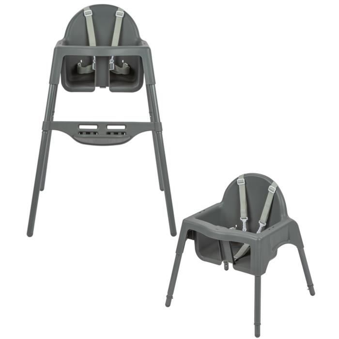 BEBECONFORT Meely Chaise haute bébé 2 en 1, évolutive en petite chaise, De 6 mois à 3 ans (15kg), Dark grey