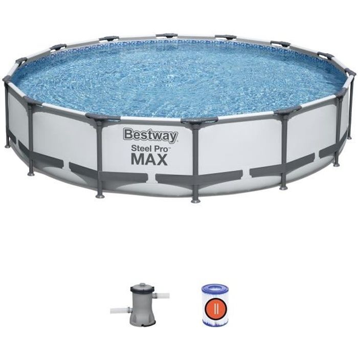 Kit Piscine hors sol tubulaire BESTWAY - Steel Pro Max™ - 427 x 84 cm - Ronde (Livrée avec une pompe