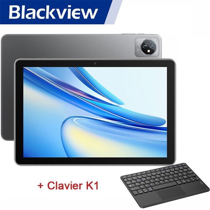 Blackview Tab 70 WiFi Tablette Tactile 10.1 8Go+64Go-1To 2.4G+5G WiFi6 6580mAh Android 13 Gris Avec Clavier K1
