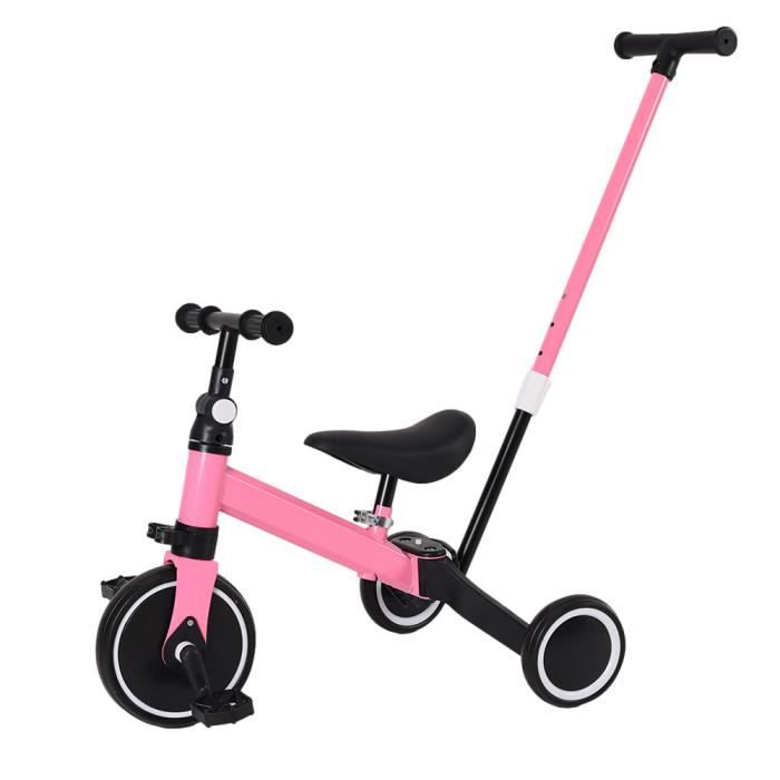 Vélo Enfant 2-5 Ans Avec Roues Stabilisatrices - Hauteur Réglable, Charge Max 60 Kg, Cadre Acier, Bouteille D'eau Incluse, Couleur Bleu/rose/rouge