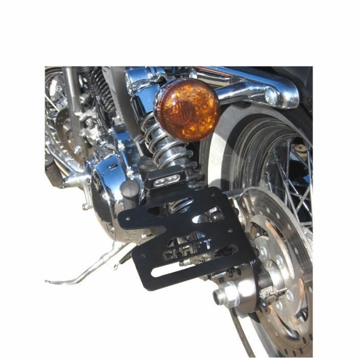 Leslaur Support de Plaque immatriculation de Moto Support de Plaque Noire pour Harley Bobber Chopper 
