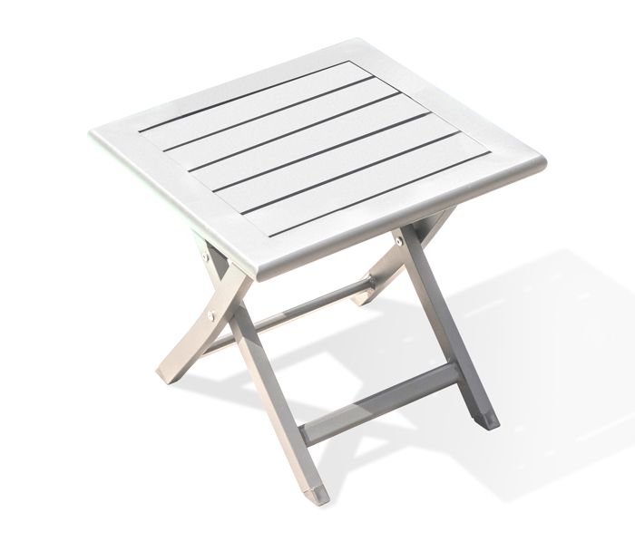 Table basse de jardin pliante en aluminium - City Garden - Marius - Blanc - 43x43 cm