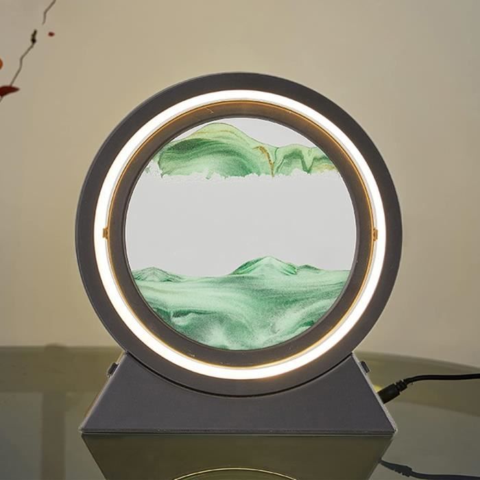 Polaza® Sablier 3D - Paysage De Sable - Art De Sable Moderne En Mouvement Art Decoration Lampe De Table 26x29 Centimetres Blauw