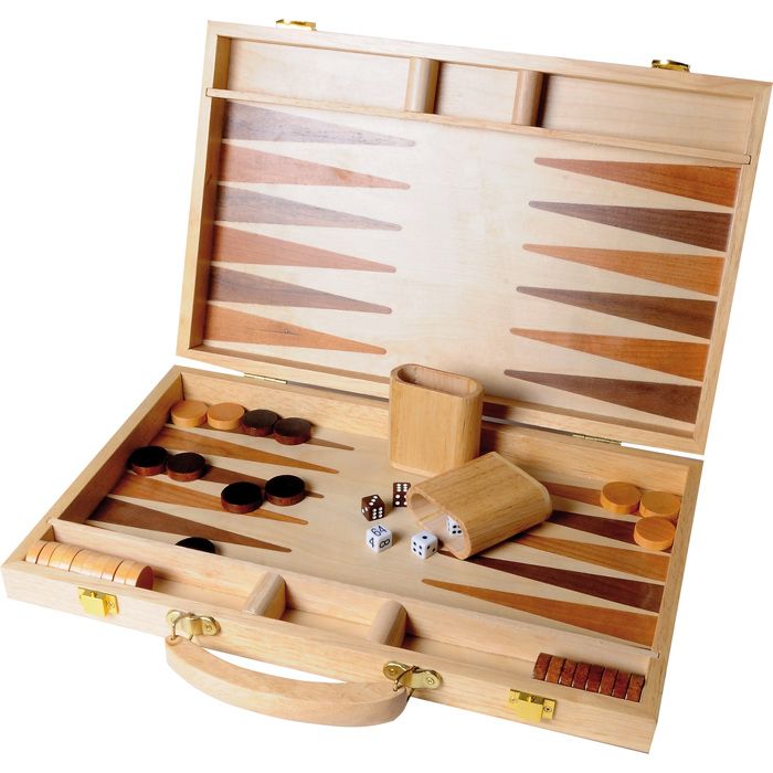 Collection de jeux en bois 4 jeux Dame Halma Backgammon Solitaire 