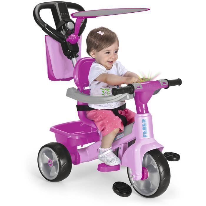 Tricycle evolutif FEBER Trike Baby Plus Music Rose Pour enfants de 1 a 3 ans