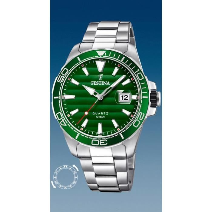 Montre Homme Festina - F20360/3 - Quartz - Date - Cadran Vert - Bracelet  Acier - Garantie 2 ans , - Achat/vente montre Vert - Cdiscount