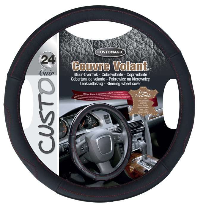 SODIFAC Couvre volant Cuir Premium - Rouge - Cdiscount Auto