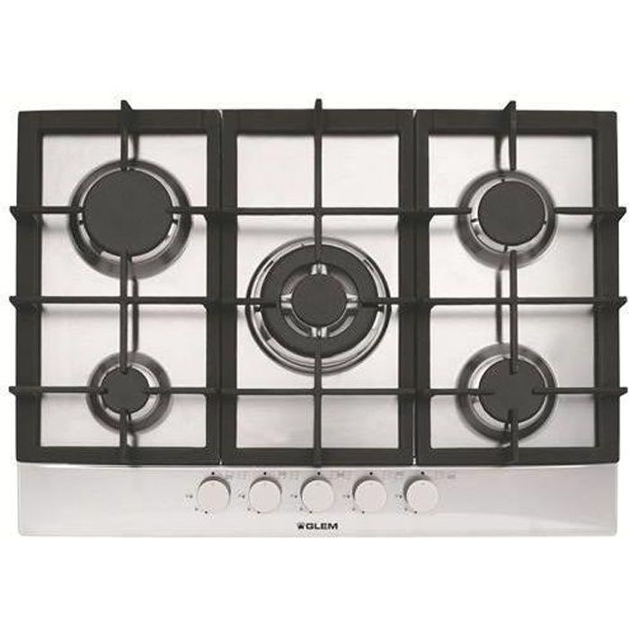 Plaque de cuisson gaz 70cm GLEM GT755IX 5 zones de cuisson