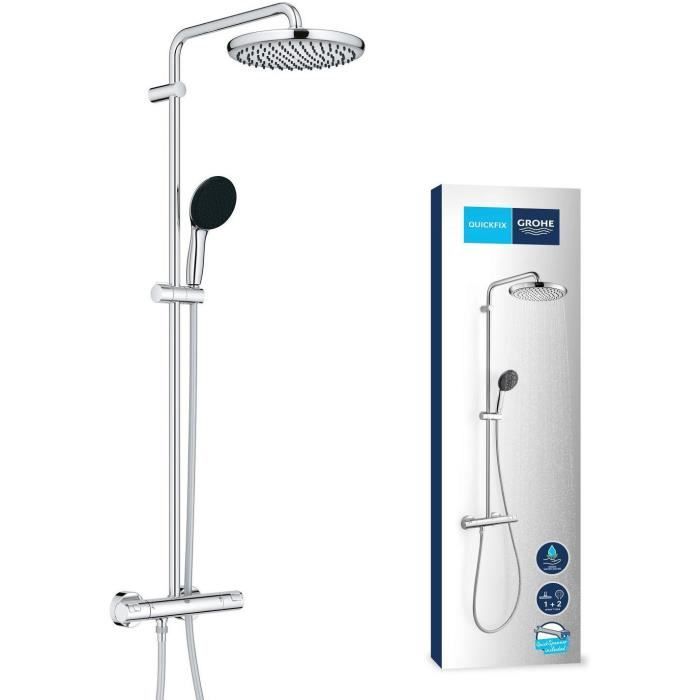 Colonne de douche avec mitigeur thermostatique - Economie deau - GROHE Vitalio Start System 250 - Chromé - 26677001