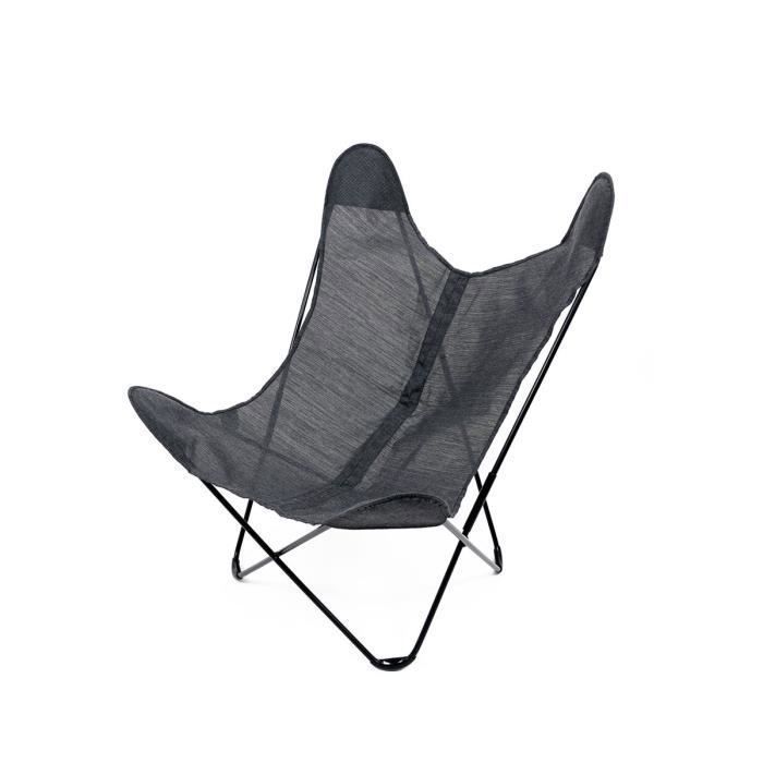 fauteuil extérieur "papillon" en toile batyline - gris -  75 x 75 x 90 cm