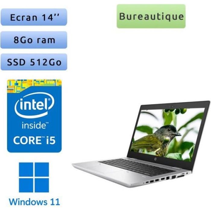 HP ProBook 640 G4 - Windows 11 - i5 8Go 512Go SSD - 14 - Webcam - Ordinateur Portable PC Argent - Hewlett packard