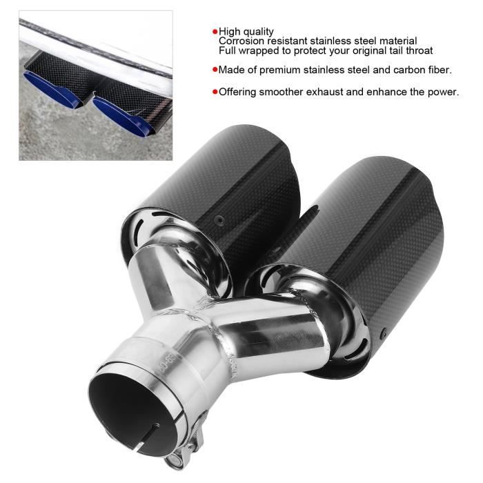 Embout D'Échappement Voiture Fibre Carbone Brillant 63-101mm - Pot Sortie Sportif Élégant
