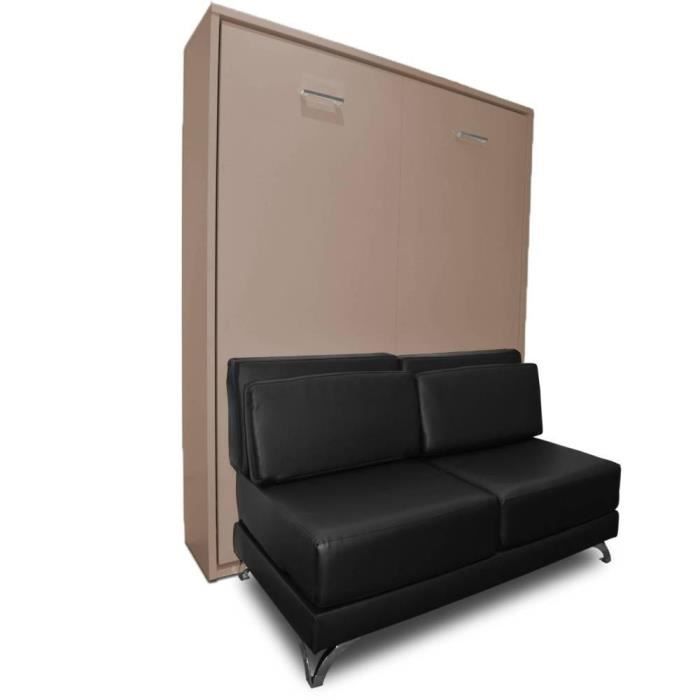 Armoire Lit Escamotable Town Taupe Canape Integre Revetement