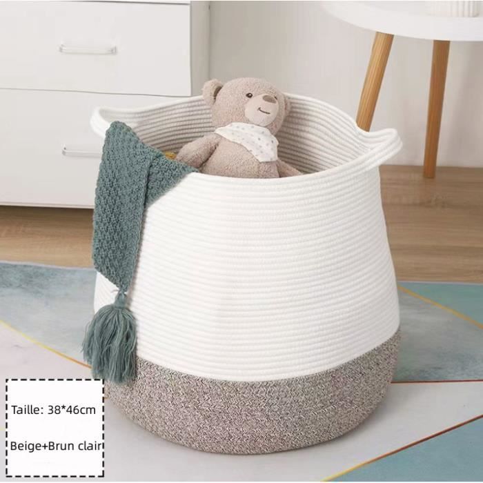 Panier à jouets pour bébé - 26,7 x 21,6 cm - Panier de rangement en corde de coton - Panier de rangement pour jouets et couvertures - Noir