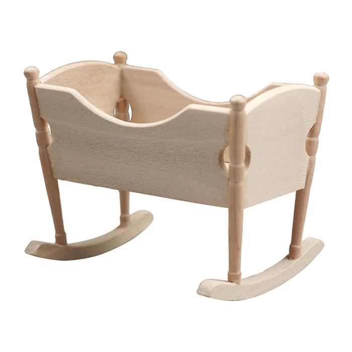 Lit De Bébé Miniature 1:12 Pour Maison De Poupée – Berceau En Bois Avec Pendentif Caneton – Déco Réaliste Pour Chambre – 9,5 X 5,5 X 7 Cm
