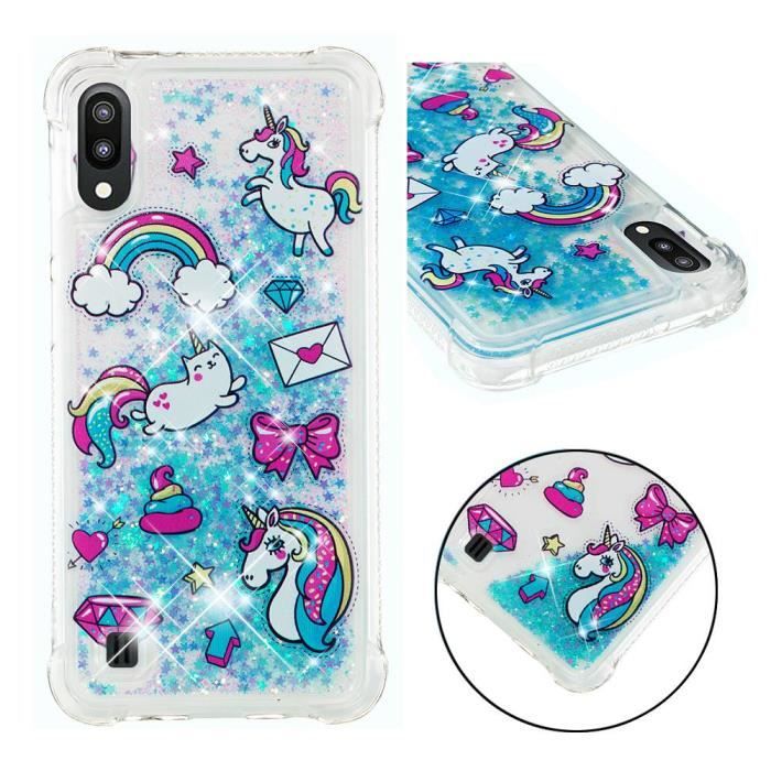 Coque Samsung Galaxy A10 M10 Licorne Arc En Ciel Sparkly Cristal