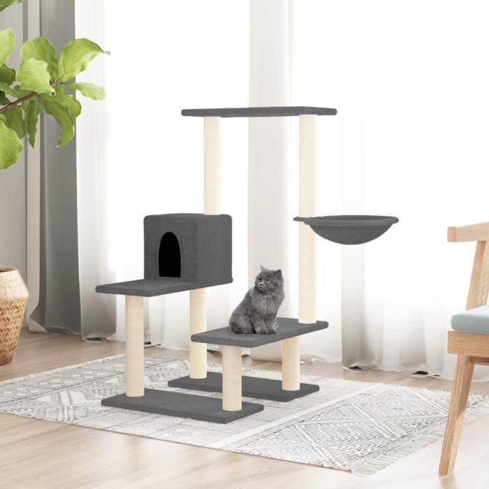Meilleurs prix pour Arbre à chat - MOTHINESSTO - LY2607 - Gris foncé - 94,5 cm - Bois d'ingénierie, peluche, sisal