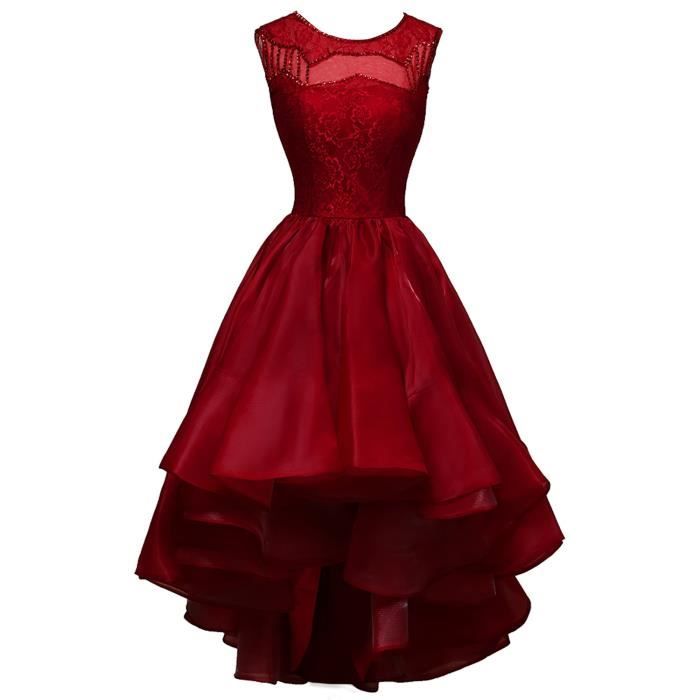 Bordeaux Robe De Soiree Cocktail Court Devant Longue Derriere Col Round Sans Manche Multi Couches A Volant Sexy Violet Violet Achat Vente Robe Cdiscount