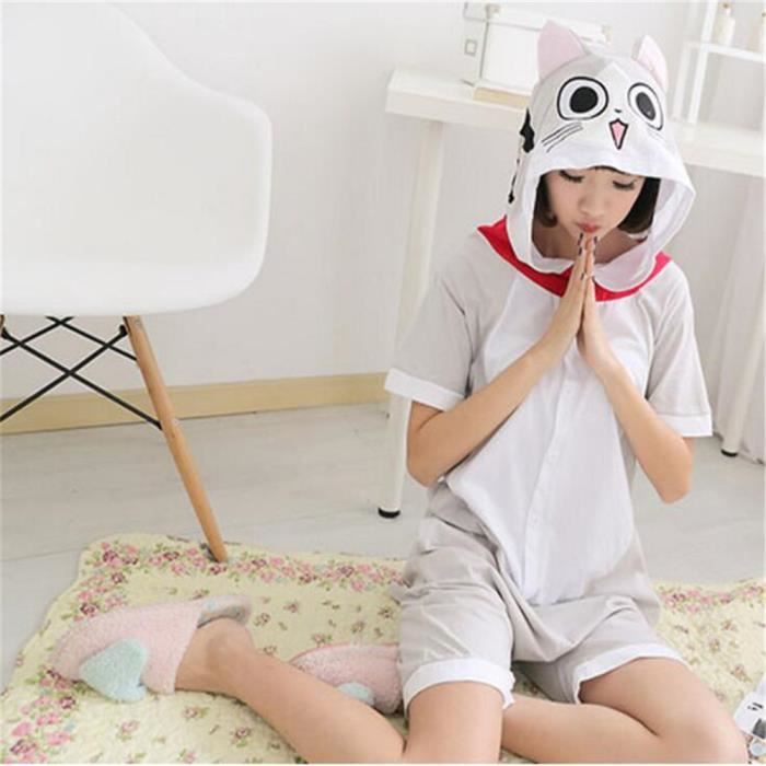 Pyjamas Chat Vetements De Nuit D Ete Confortable Coton Dessin Anime Costume Taille Xl Gris Achat Vente Pyjama Cdiscount
