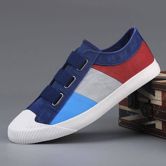 INSFITY Sneakers Homme INSFITY - A élastique Tricolore Basse - Polyester - Bleu fonce