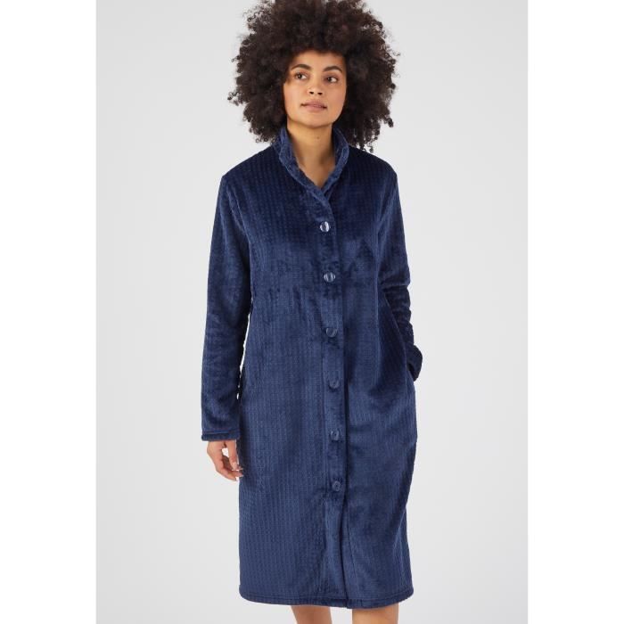 Robe de chambre Damart Robe de chambre boutonnee maille chaude Thermolactyl Bleu Marine Bleu marine Cdiscount Pret a Porter