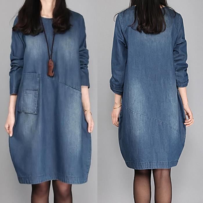 Robe en jean longueur genou Clearance