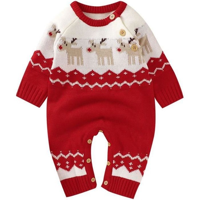Iiniim Pull Noël Barboteuse Bébé Garçon Fille Costume Noël Ensemble
