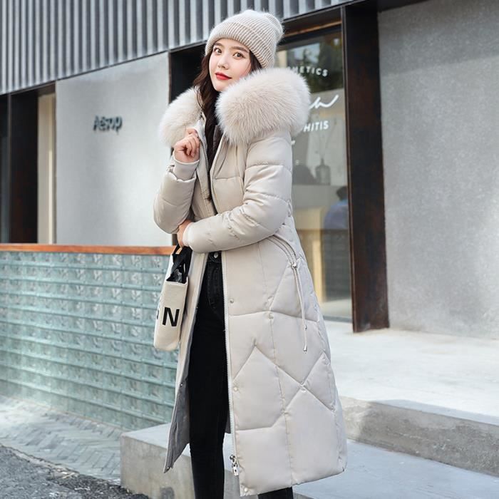 Doudoune Femme Longue Manteau Capuche Veste en Duvet Mode