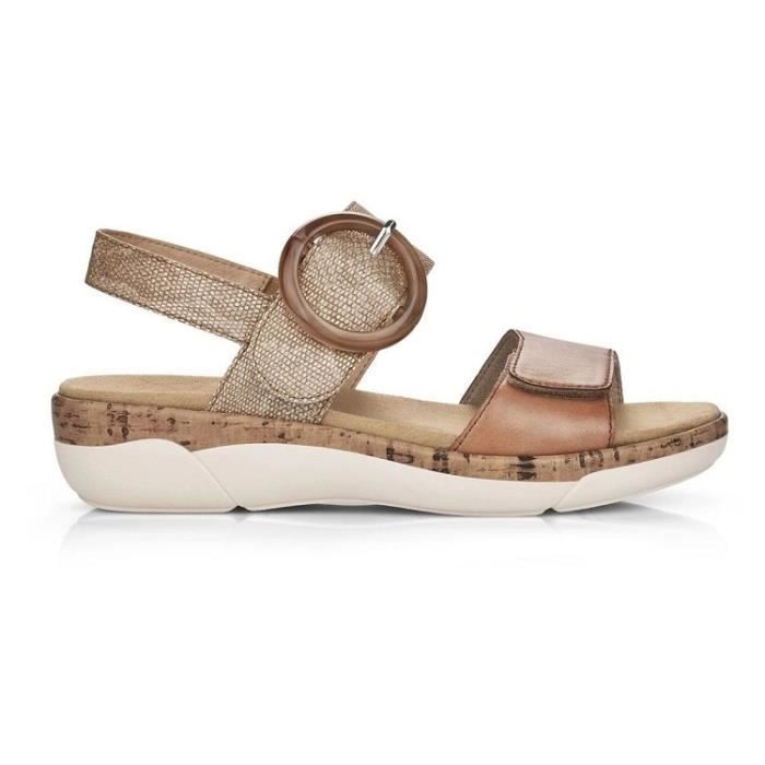 Sandales femme confortables Remonte R6853 Marron Gris Cuir