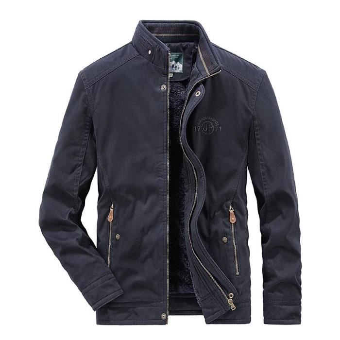 Blouson Homme Hiver INSFITY - Doublé polaire Col revers Manches longues Chaud Noir Blouson Homme Hiver INSFITY - Doublé polaire Col revers Manches longues Chaud Noir