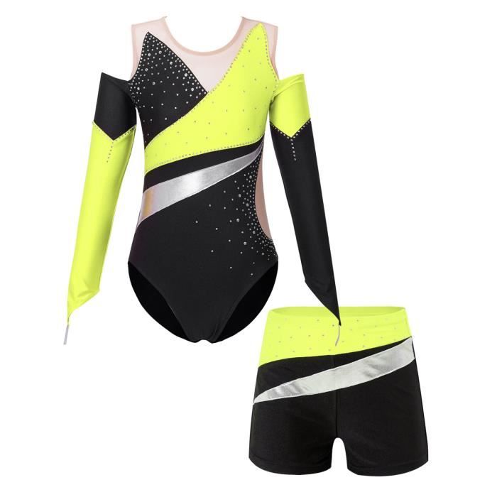 Justaucorps Gymnastique Femme Manches Longues Strass - Combinaison Danse Patinage S-XXL - Oyolan