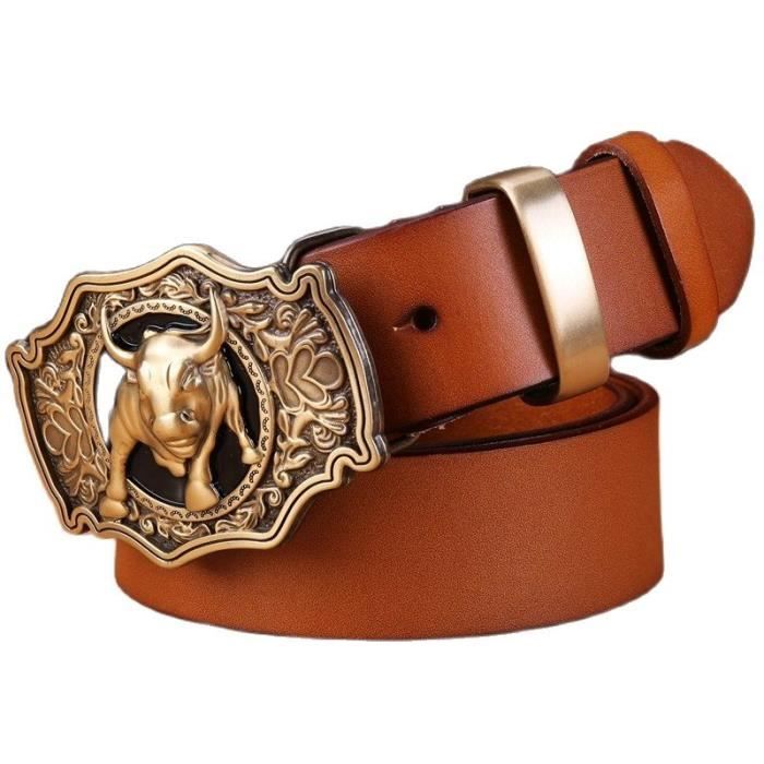 Ceinture en cuir western avec sangle en relief Cuir véritable pleine fleur SANS boucle Ceinture pour homme Cowboy Rodeo gravée 1,5 po. Cadeau pour la fête des pères - France