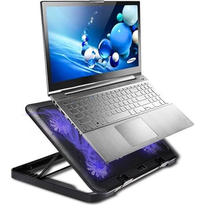 Support Refroidisseur Pour PC Portable - Ventilateur LED Silencieux - Design Ergonomique Incliné