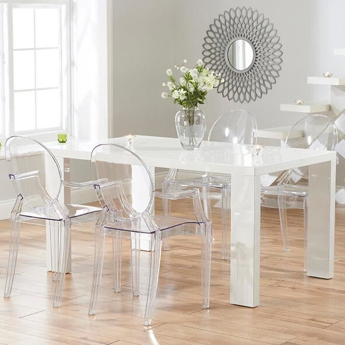 Lot De 4 Fauteuil Chaise Transparent De Salle A Manger Design