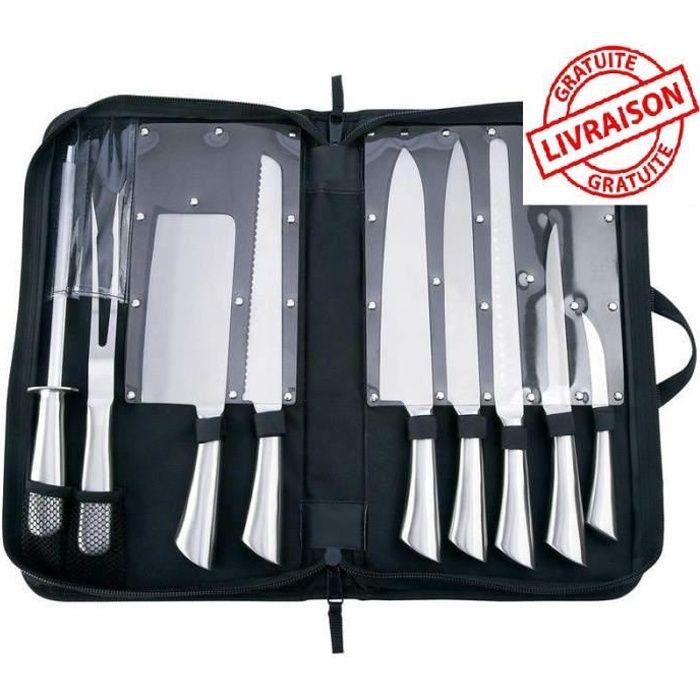 Pochette Couteaux 9 Pieces Serie Pro Achat Vente Bloc Couteau Mallette Soldes Sur Cdiscount Des Le 20 Janvier Cdiscount