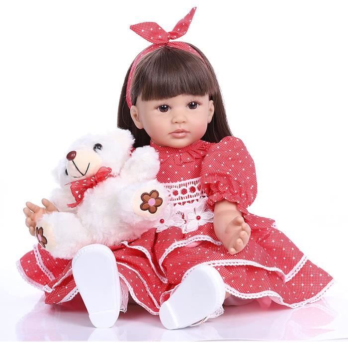 22pouces 55cm poupée Reborn bébé Fille realiste Silicone Pas Cher Vrai  Poupon Baby Dolls Girls Garcon Toddlers Yeux Ouvert : : Jeux et  Jouets