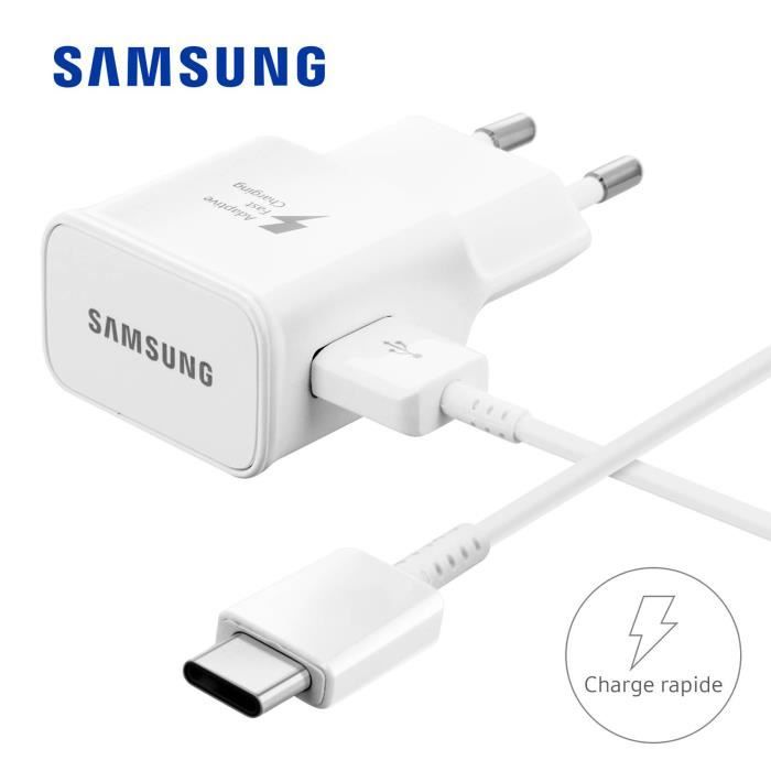 Chargeur Samsung Rapide EP-TA20EWE + Cable USB Type C pour Samsung Galaxy S8 Couleur Blanc